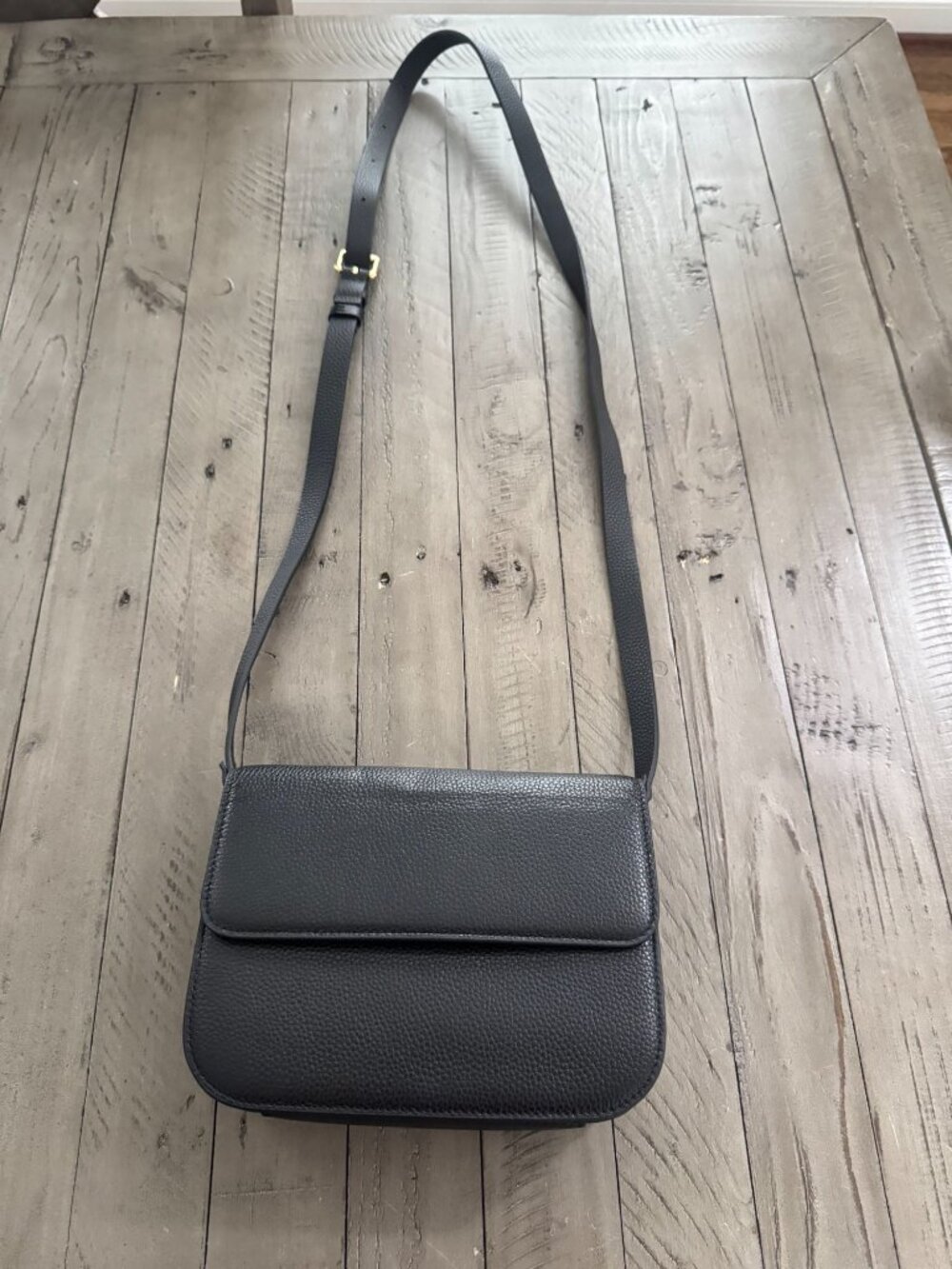 Bandolier Crossbody Bag Black Gold Leather